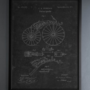 Velociped Patent: Unframed Vintage Bicycle Patent Circa 1872 Vintage poster wall art, Vintage Wall Decor Vintage Wall Decor image 1