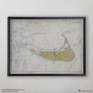 Nantucket Map Print, Nantucket Nautical Chart, Home Decor Wall Art, Vintage Prints, Anniversary Gift, Wedding Gift Ideas, Framed Wall Art