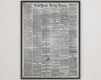 New York Times Newspaper Print, Vintage Journalism Wall Art, Historic Newspaper Decor Gift