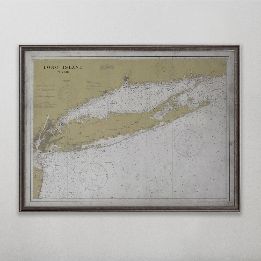 Long Island Nautical Map, New York Vintage Chart, Long Island Wall Art