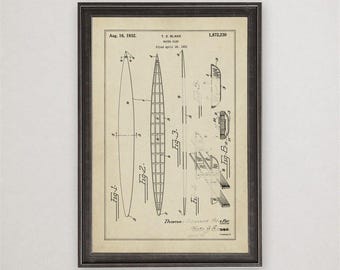 Thomas Blake Water Sled Patent Print, 1932, Vintage Invention Drawing, Industrial Wall Art Gift