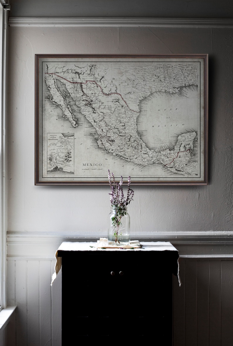 Mexico Map Vintage Map of Mexico Vintage Wall Art Home | Etsy