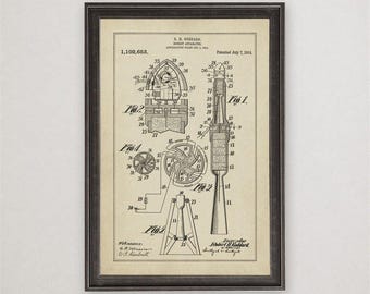 Robert Goddard Rocket Patent Print, 1914, Vintage Invention Drawing, Industrial Wall Art Gift