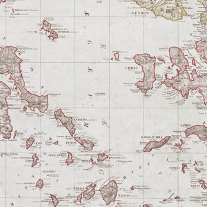 Aegean Sea Nautical Chart, Greek Islands Map, Vintage Mediterranean Wall Art image 6