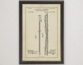 LaMarcus Thompson Roller Coaster Patent Print, 1885, Vintage Invention Drawing, Industrial Wall Art Gift