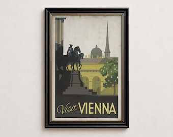 Reisposter Wenen, vintage Oostenrijkse stad toerisme kunst aan de muur