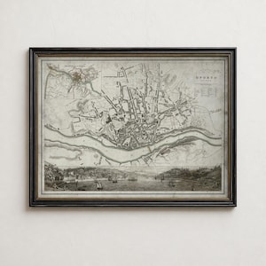 Stampa della mappa di Porto, Portogallo, arte murale vintage della città sul fiume Douro, idea regalo immagine 1