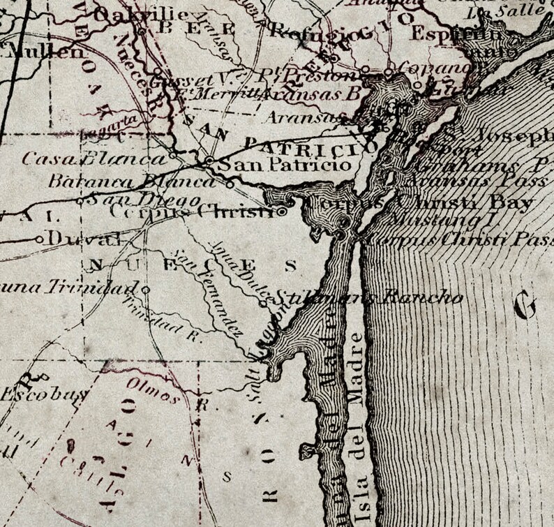 Texas Map, Vintage Map of Texas, Framed Map Options, Antique Texas