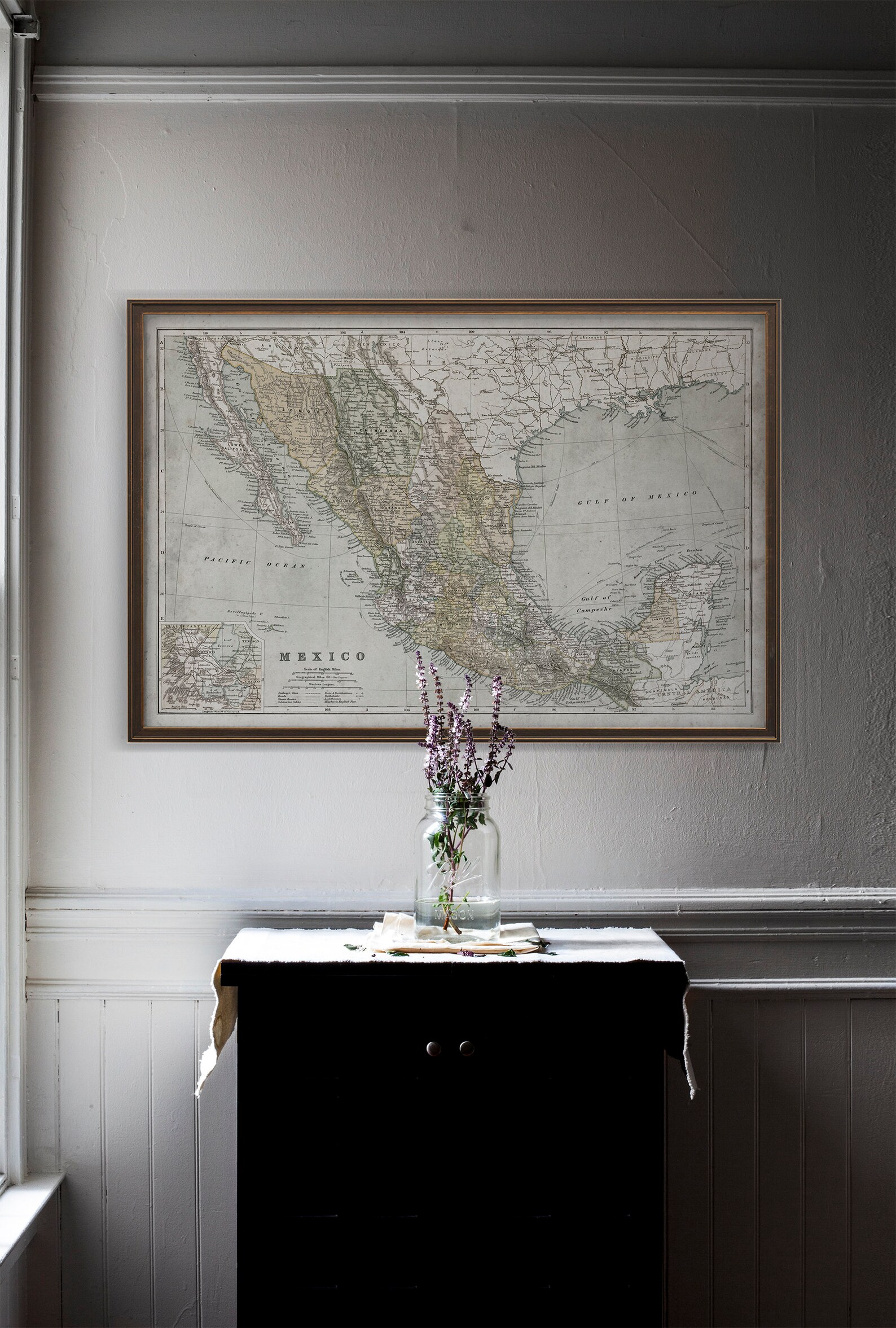 Mexico Map Vintage Map of Mexico Vintage Wall Art Home - Etsy