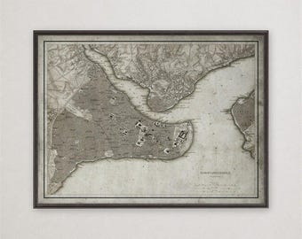 Istanbul Map Print, Vintage Turkey City Wall Art Gift