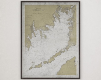 Buzzards Bay Nautical Chart Print, Vintage Massachusetts Coastal Map, Cape Cod Wall Art Gift