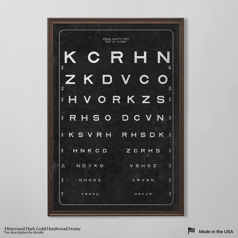 Vintage Sloan Vision Chart, Antique Eye Chart Wall Decor, Classic