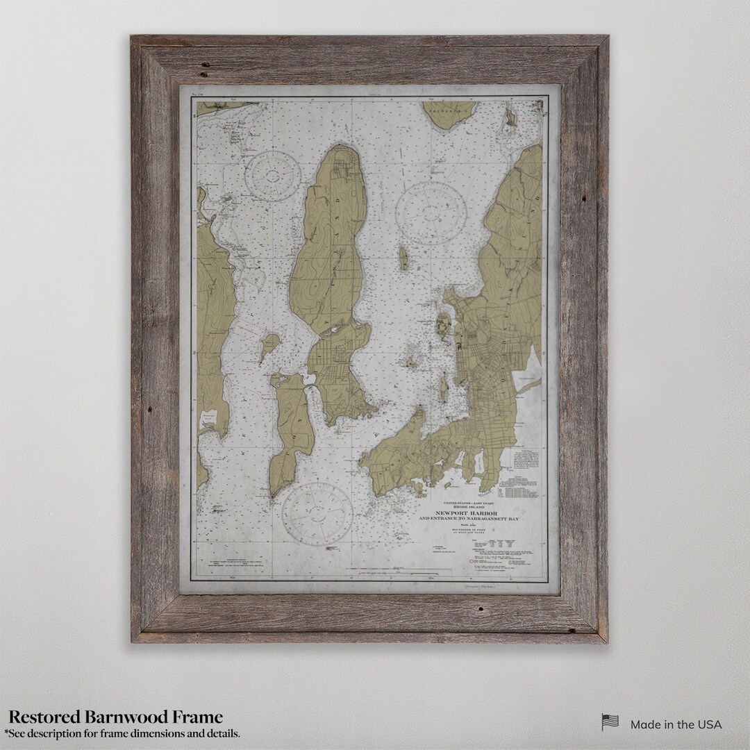 Newport Rhode Island Nautical Map, Vintage Newport Harbor Chart