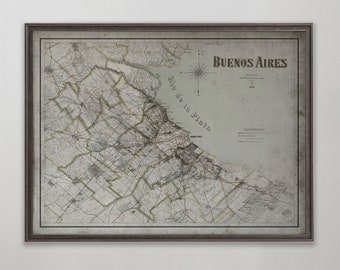 Buenos Aires Map, Vintage City Map of Buenos Aires, Argentina, Vintage Wall Art,  Vintage Wall Art,  Vintage Wall Decor