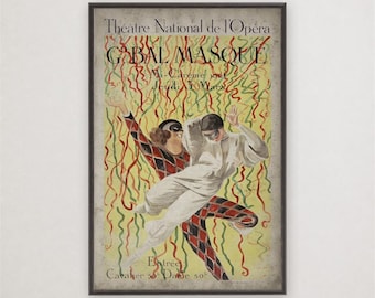 Opera National Paris Poster, Vintage French Theatre Wall Art Decor
