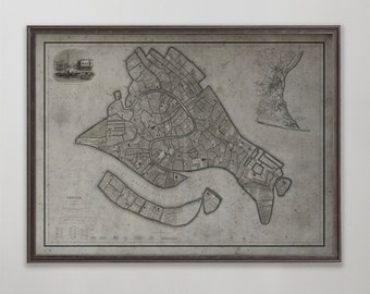 Venice Map, Vintage Map of Venice, Italy, Vintage Wall Art,  Vintage Wall Art,  Vintage Wall Decor