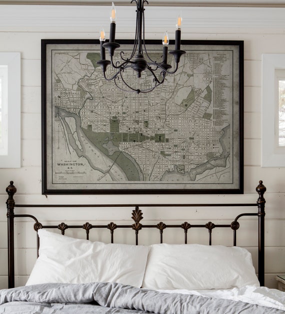 Washington D C Map Vintage Map Of Washington D C City Etsy