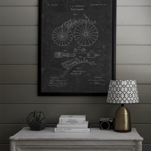 Velociped Patent: Unframed Vintage Bicycle Patent Circa 1872 Vintage poster wall art, Vintage Wall Decor Vintage Wall Decor image 2