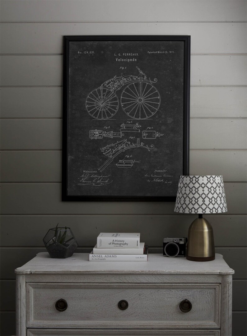 Velociped Patent: Unframed Vintage Bicycle Patent Circa 1872 Vintage poster wall art, Vintage Wall Decor Vintage Wall Decor image 2