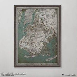 Brooklyn Map, Vintage Map of Brooklyn, New York , Vintage Wall Art,  Vintage Wall Decor