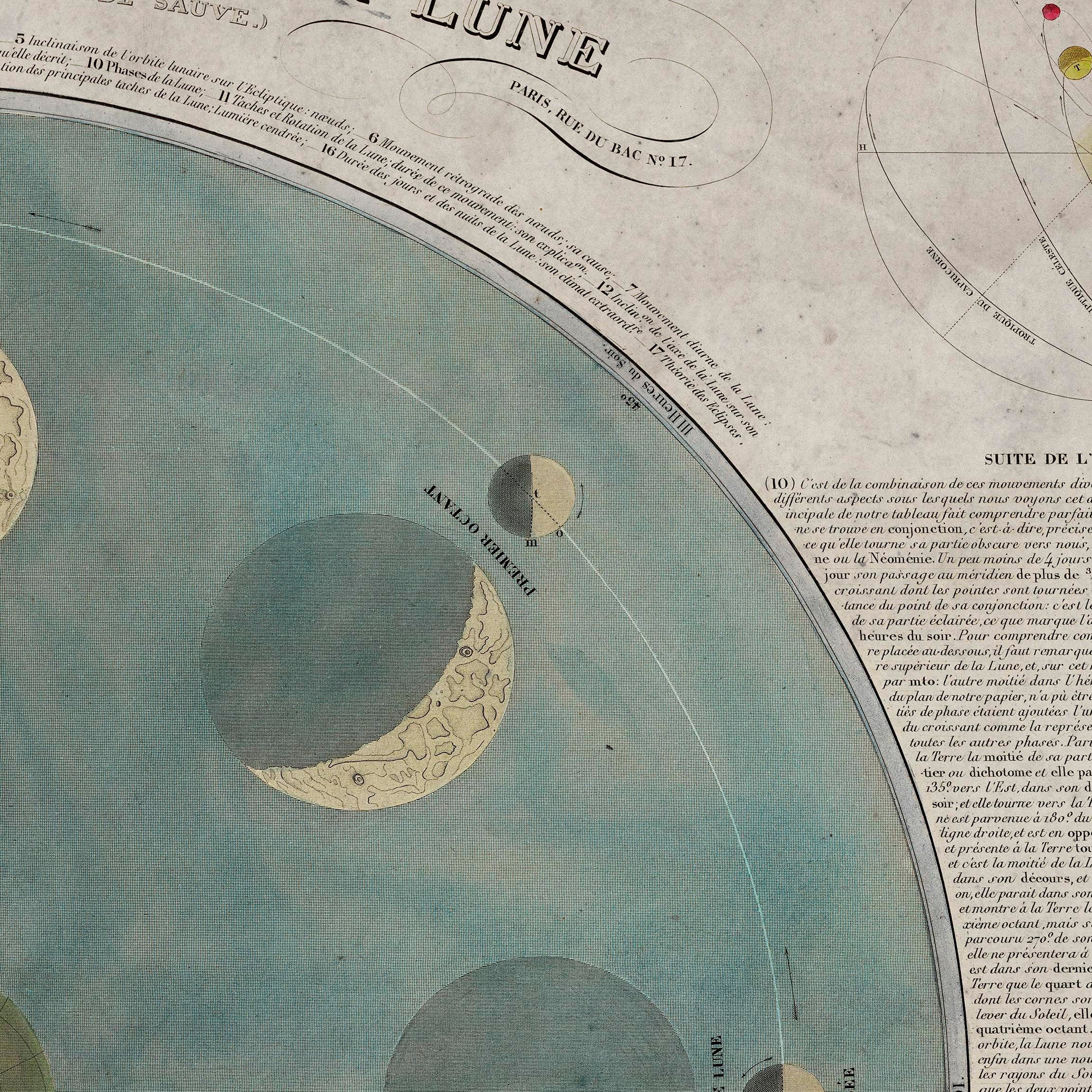 Old Lunar Phase Chart French Moon Phase Circa 1850 Etsy