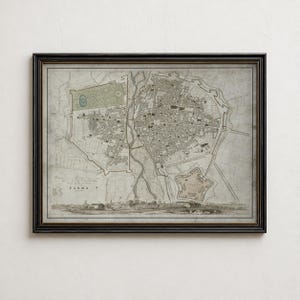 Impression de carte vintage Parme Italie, carte antique de la ville d'Émilie-Romagne, art mural des années 1850