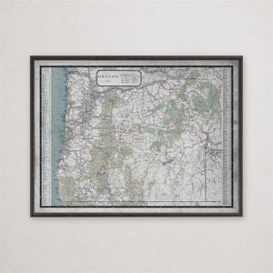Oregon Road Map Print, Vintage Pacific Northwest Highway Map, Oregon Travel Wall Art Gift