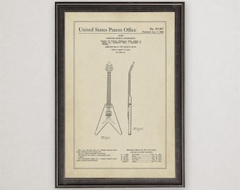 Theodore McCarty Stringed Instrument Patent Print, 1958, Vintage Invention Drawing, Industrial Wall Art Gift