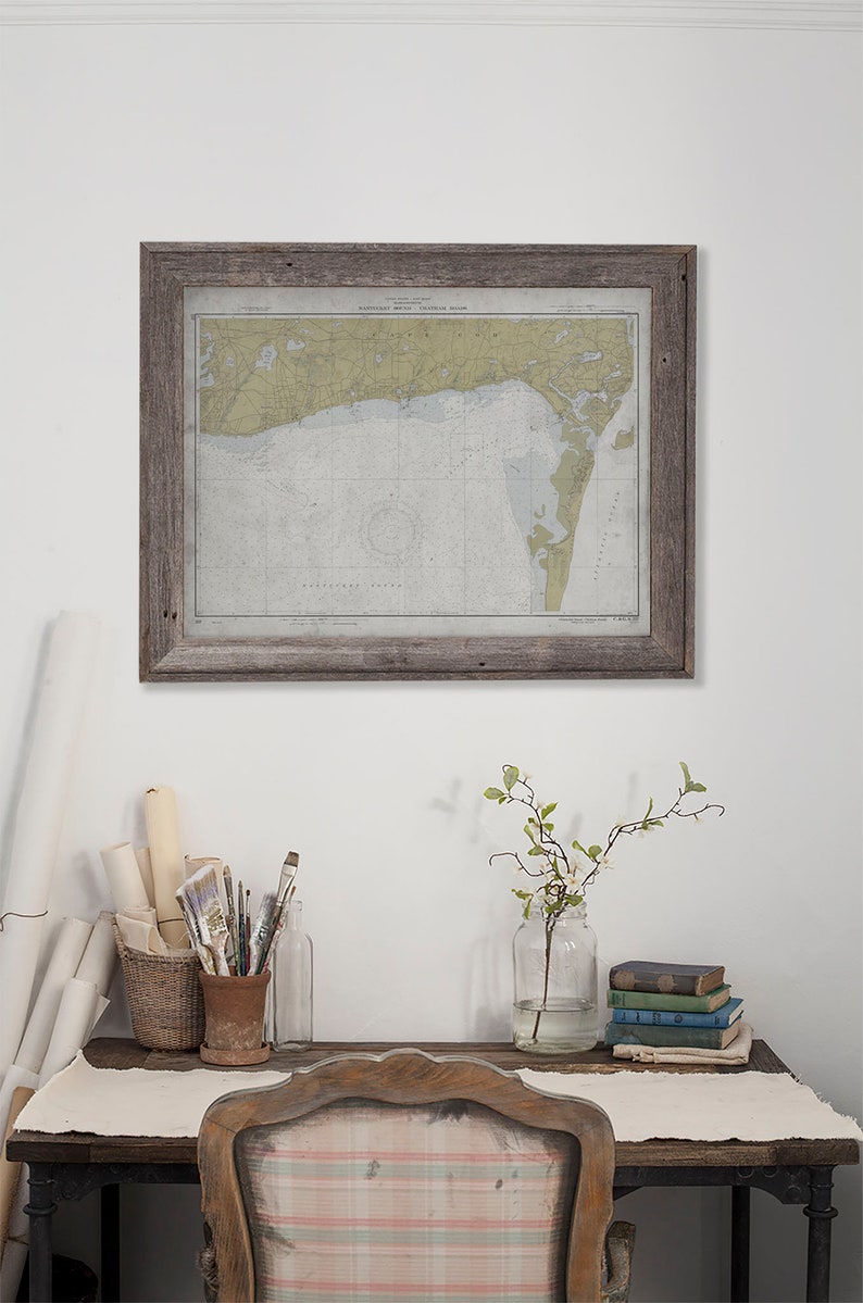Chatham Cape Cod Nautical Map, Nantucket Sound Coastal Art, Cape Cod