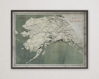 Alaska Territory Map Print, Vintage Alaska Wall Art, Last Frontier Decor Gift