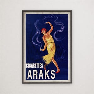 Araks Cigarettes Poster, Vintage French Tobacco Advertising Wall Art