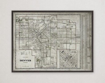 Denver Map Print, Vintage Colorado City Street Map, Mile High Wall Art, Rocky Mountain Gift