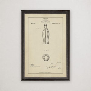 Alexander Samuelson Bottle Design Patent Print, 1915, Vintage Industrial Drawing, Bar & Kitchen Wall Art