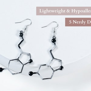Serotonin Molecule Earrings - Quirky Science Jewelry - Happy Resin Earrings - Fun Teacher Gift - Christmas Gift - Geeky Stocking Stuffer