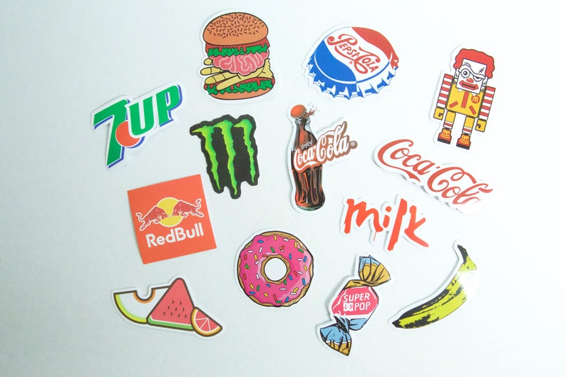 Fat Food Porn - Food Stickers - Cool Vinyl Sticker Collection - For Skateboard Laptop Bike  etc - I Love Fast Food Foody - Food Porn - Fat Hungry Burgers