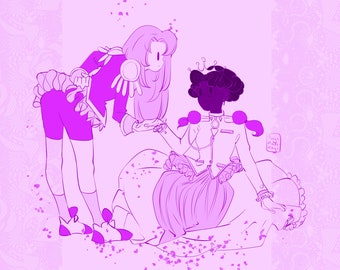 Utena & Anthy Art Print - Revolutionary Girl Utena 90s Magical Girl Anime Manga Fanart Poster