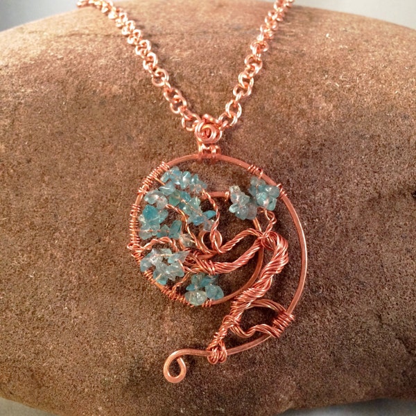 Copper & Apatite Tree of Life Pendant