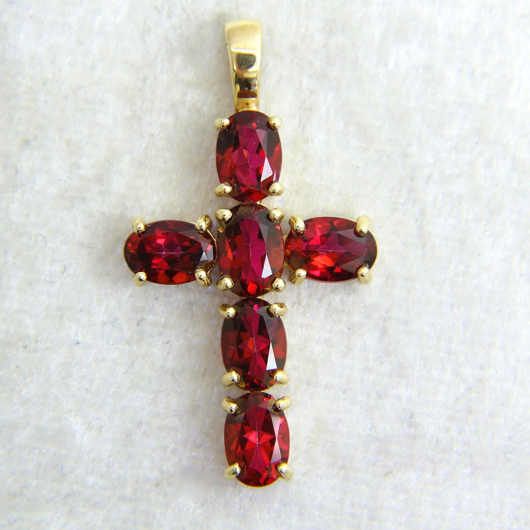 Cross Inside Ruby Stunning Ruby Cross 9ct Yellow Gold Pendant - Etsy