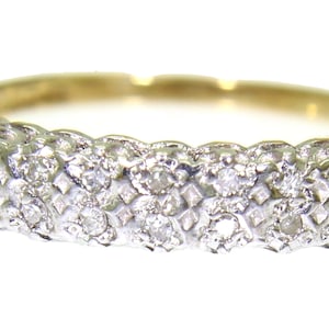 0.20ct Diamant Zweireihig Half Eternity 9 Karat Gelbgold Ringgröße M ~ 6 1/4