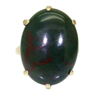 Large Vintage Bloodstone 9ct Yellow Gold Ring size H ~ 4