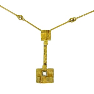 Vintage Lapponia Bjorn Weckstrom Diamond 18ct Yellow Gold Necklace