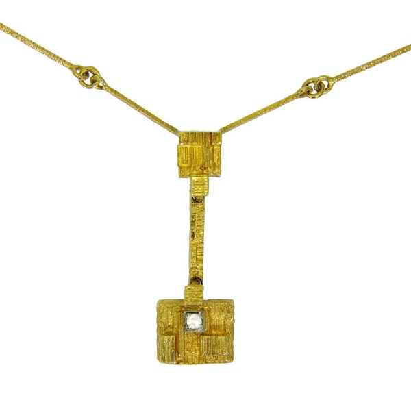 Vintage Lapponia Bjorn Weckstrom Diamond 18ct Yellow Gold Necklace
