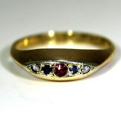 Art Deco Sapphire Diamond Ruby 9ct Rose Gold Platinum Ring K | Etsy