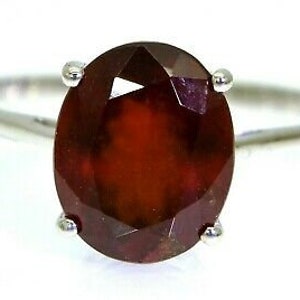 Large 4ct Hessonite Garnet 9ct White Gold Ring size T 1/2 ~ 10