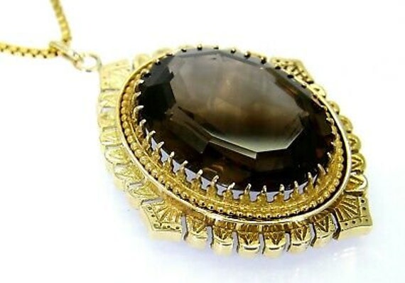 Very Heavy Vintage Smoky Quartz 9ct 