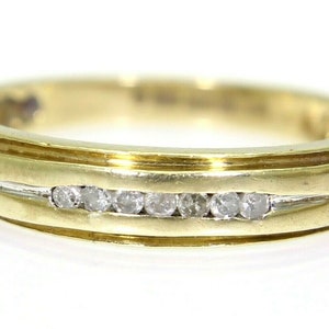 Channel Set Diamond Half Eternity 9ct Gelbgold Stapelring Größe N ~ 6 3/4