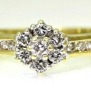 Quality 0.50ct Diamond Cluster 18ct Yellow Gold ring O ~ US 7 1/4