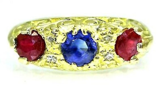 予約済み*ヘビーヴィンテージサファイアルビー＆ダイヤモンド18  