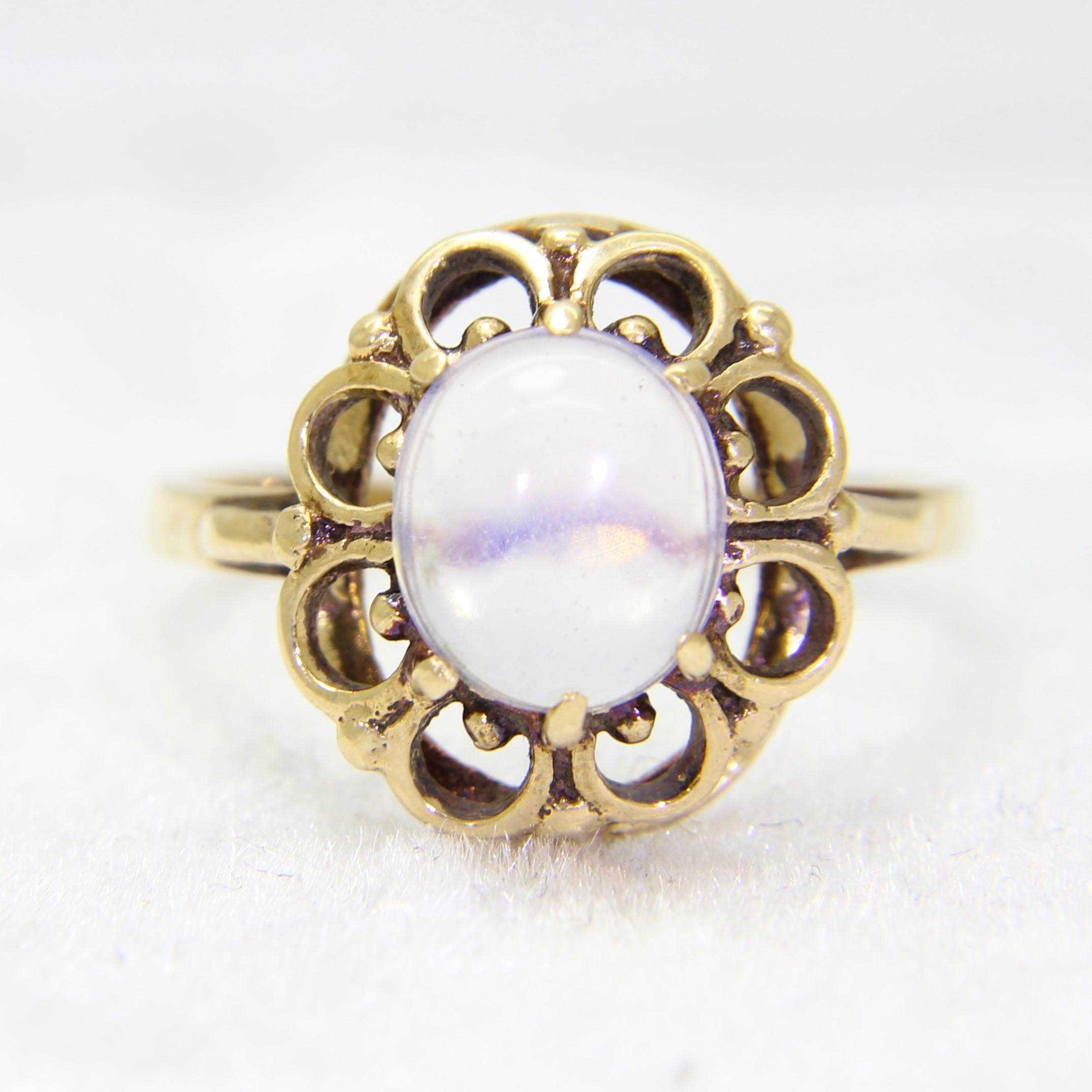 Vintage Water Opal 9ct Yellow Gold ring size V 1/2 ~ US 11