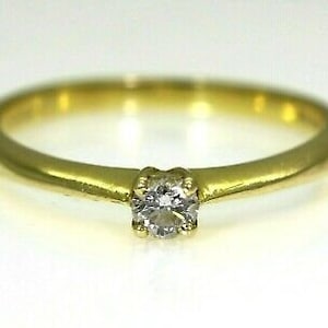 Stunning 0.15ct Diamond Solitaire 18ct Yellow Gold ring size O ~US 7 1/4